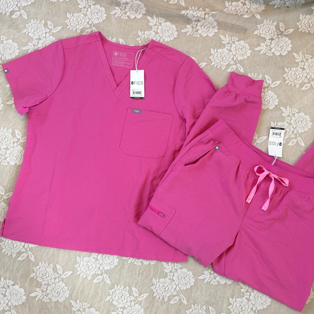 FIGS Hot Pink Scrub Set Size L NWT